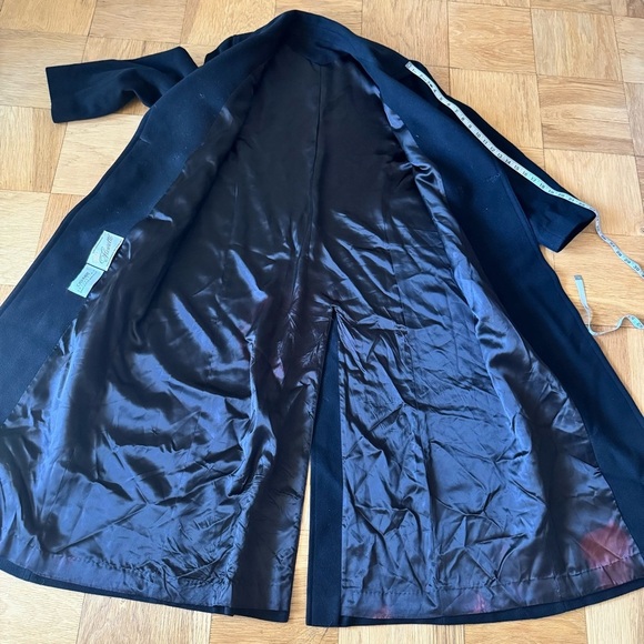 Saks Fifth Avenue Fleurette Cashmere Coat Black Long Single Button Collared 12 - Picture 7 of 12